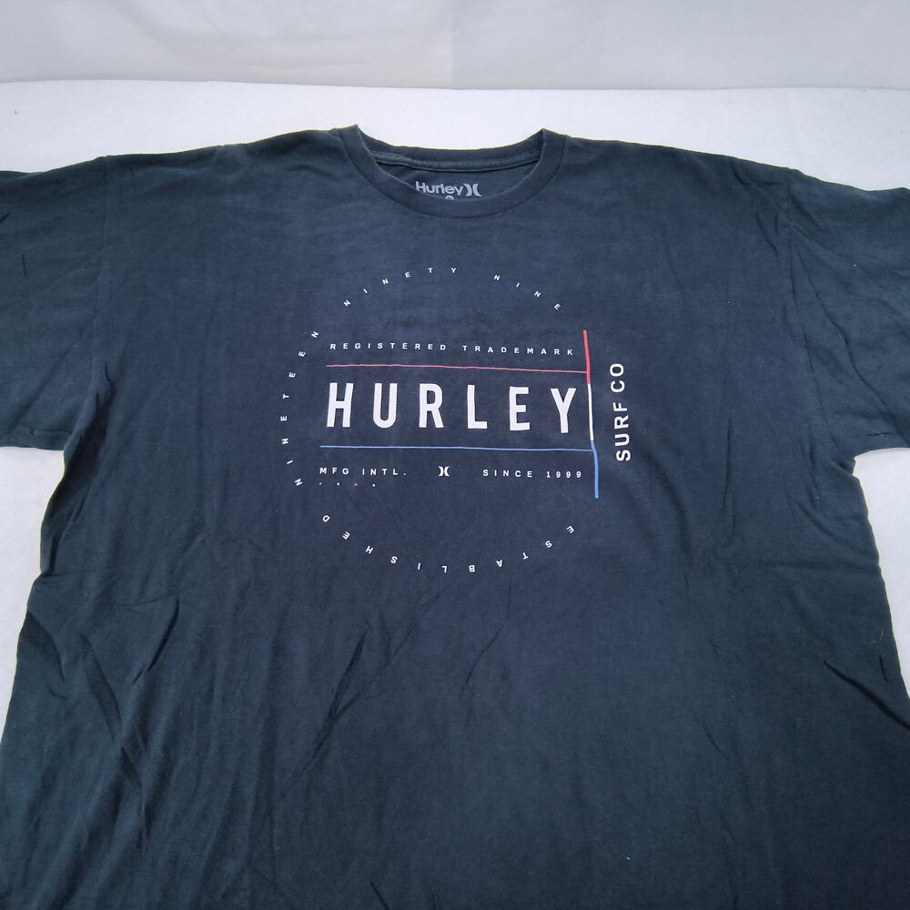 Hurley Casual Crew Neck Short Sleeve Graphic T-Shirt Mens Size XL Navy Blue
